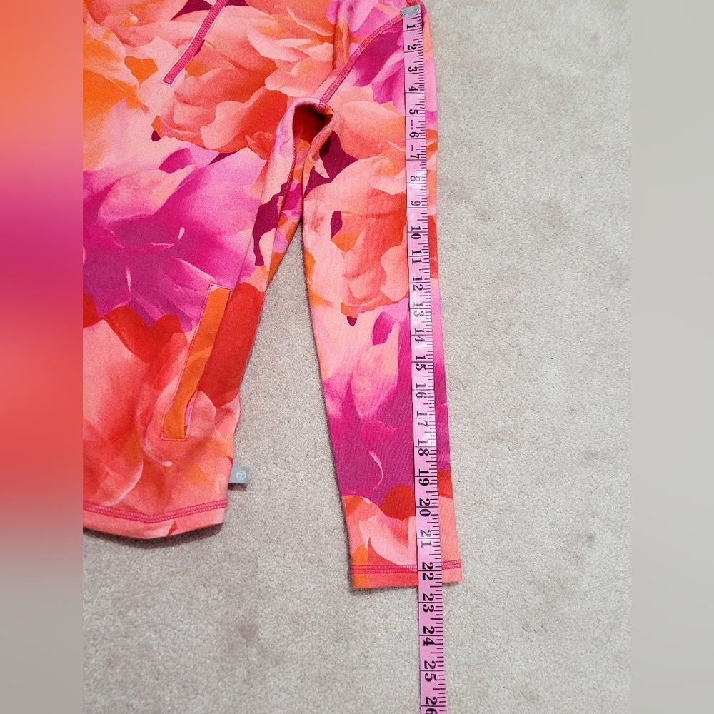 Talbots Size XS 1/4 Zip Pullover Pink Orange Floral Stretch Top Pockets Golf - Picture 12 of 14